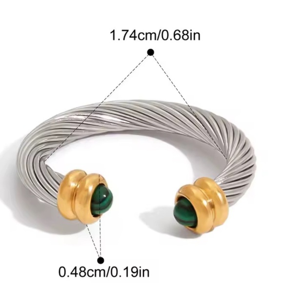 Anthropologie Malachite Stainless Steel Bracelet&Ring Set - Picture 7 of 8